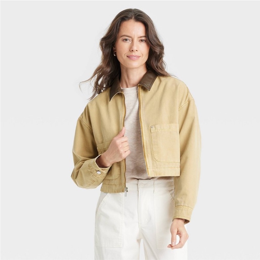 Barn Jacket Tan Jacket with Brown Collar